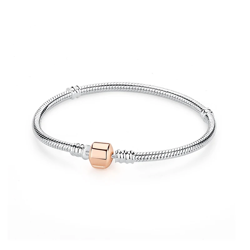 Original 925 Sterling Silver Bracelets Bangles Love Heart Clip Charms Beads Snake Chains For Women Rose Gold DIY Luxury Jewelry - Image 34
