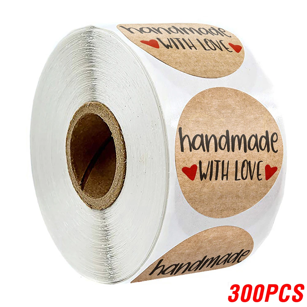 100-500pcs 1inch Vintage Kraft Paper Handmade With Love Stickers for Package Thank You Stationery Adhesive Labels Baking Seals - Image 27