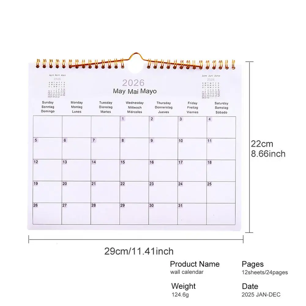 2025Calendar 2025-2026 - 12 Months Wall Calendar from July 2025 to June 2026, Multilingual Coil Planner Agenda Office Wall Calen - Image 8