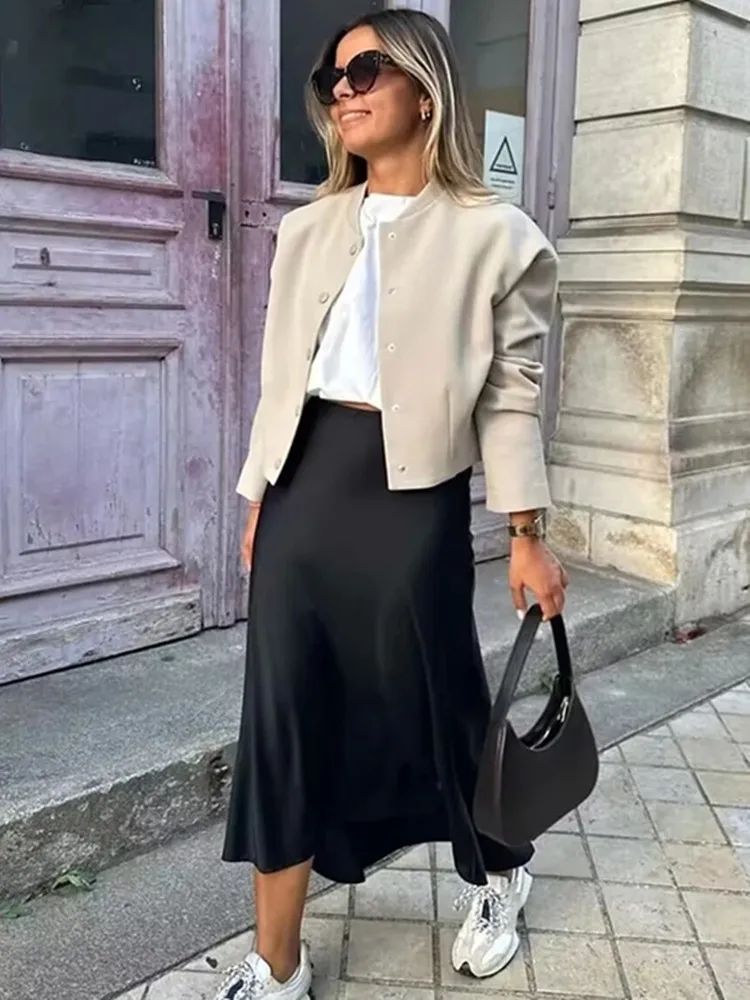 MUJER Woman 2026 Satin Skirt Women High Waist Long Skirts For Women Summer Black Midi Skirt Woman Office Elegant Women's Skirts - Image 2