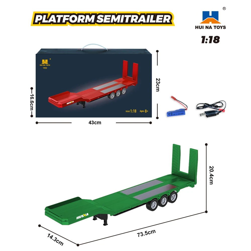 HUINA 1501 770S Alloy Tractor 19CH RC Truck 1/18 2.4G remote control Engineering Trailer Truck with Light and Sound Toys - Image 9
