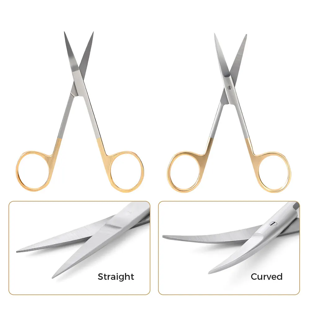 AZDENT Stainless Steel Dental Surgical Scissors Straight/Curved Tip 11.5cm Surgical Forceps Dentist Tools Dentistry Instrument - Image 2