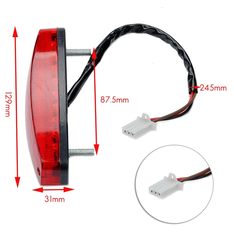 ATV 12V 3 Wire Brake Stop Light License Taillight Red for ATV Off Road Motorcycle Signal Lamp Accessories Car Lights - Image 5