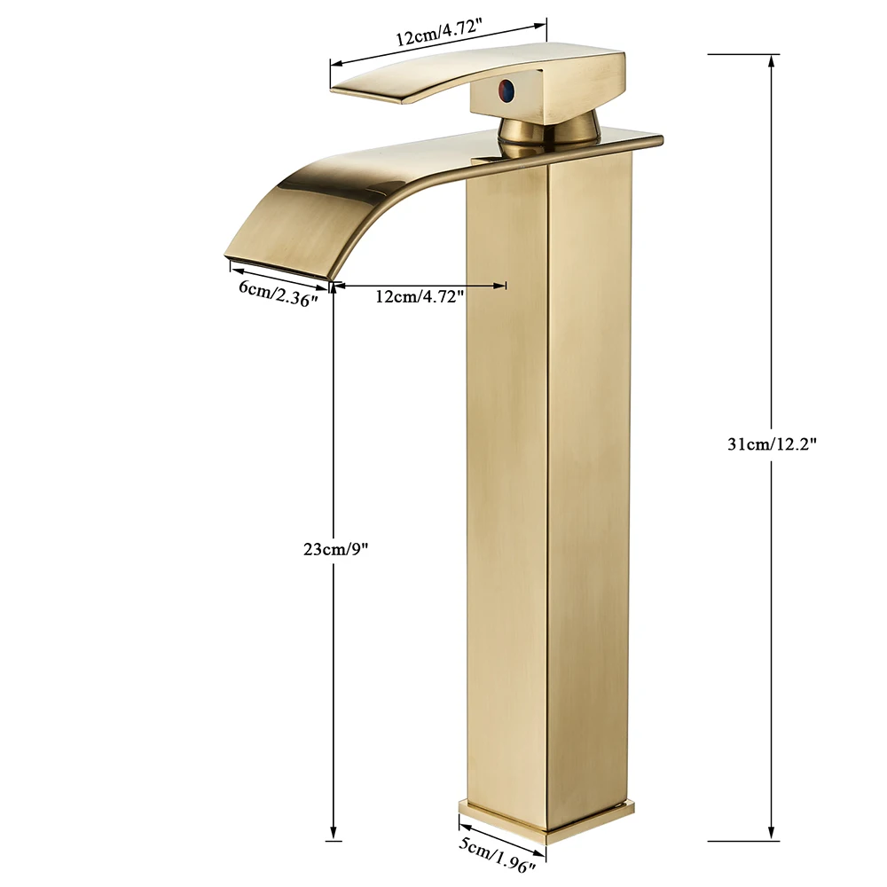Brushed Golden Basin Faucets Elegant Waterfall Bathroom Sink Faucet Single Lever Hole Deck Mount Brass Mixer Taps - Image 3