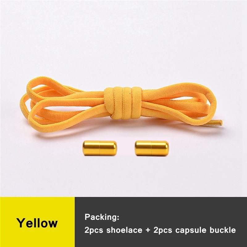 Clearance_21 Colors No Tie Shoelaces For Sneakers Elastic Shoe Laces Round Metal Lock Lazy Shoelace 1 Second quick on and off un - Image 8