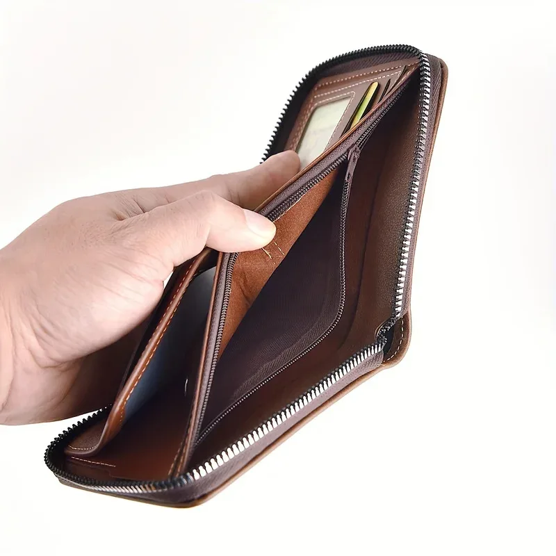 Trendy Splicing Fashion PU Retro Wax Oil Leather Short Style Men's Wallet Coin Short Style Men's Card Clip Wallet - Image 5