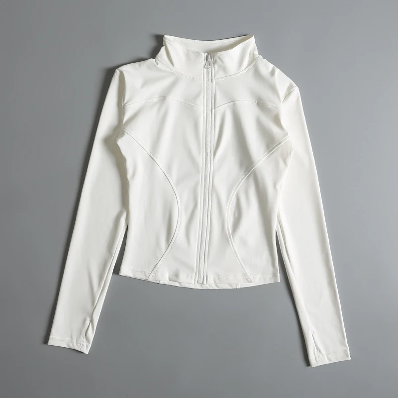 Slim Fit Sports Jacket Stand Collar Zipper Coat Sports Fitness Yoga Clothing Plus Velvet Jacket Slimming Quick-drying Top Suit - Image 2