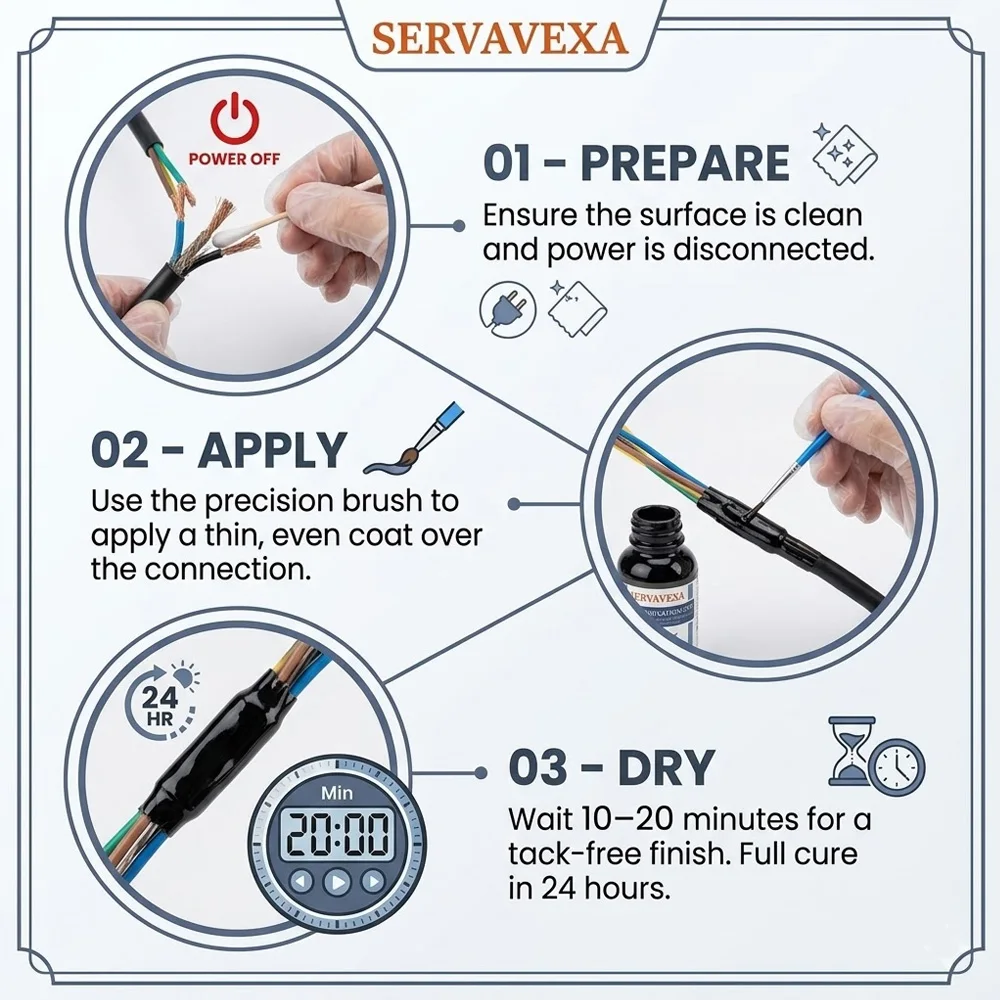 SERVAVEXA Liquid Electrical Tape Kit, Waterproof Insulation Sealant with Brush & Gloves, Rapid Curing for Outdoor Wiring - Image 5