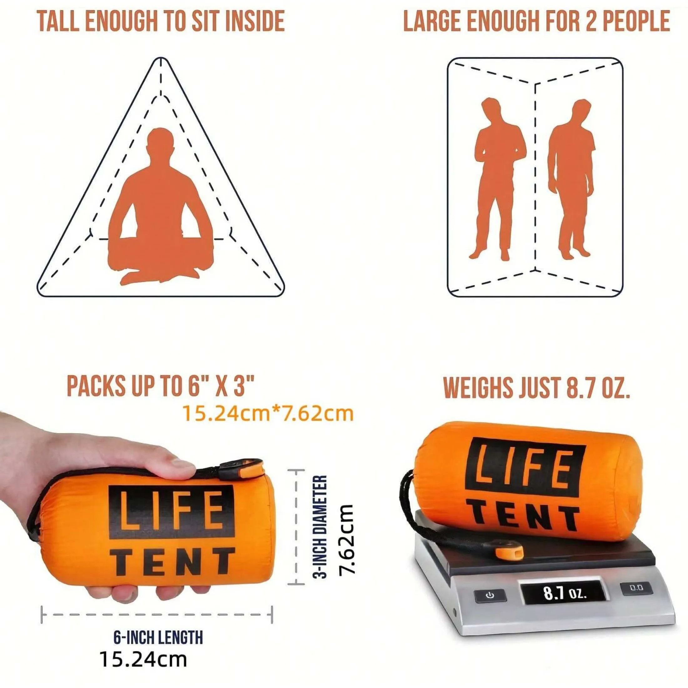 2 Person Emergency Shelter Bivy Survival Tent Kit Mylar Tube Tent Sleeping Bag Waterproof Outdoor SOS Thermal Blanket Reusable - Image 3