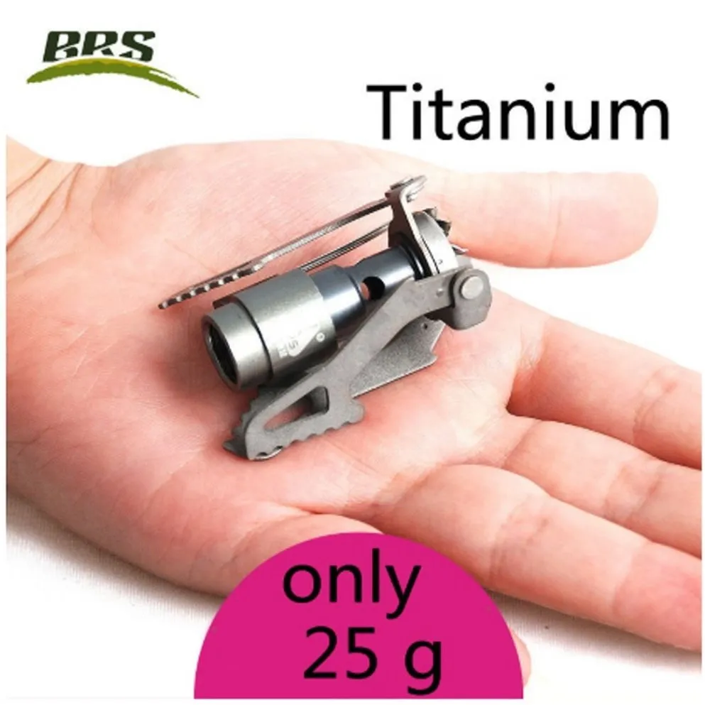 BRS-3000T Titanium Mini Camping Gas Burners 25g One-Piece Pocket Stove Outdooor Hiking Folding Cooking Furnace Portable 