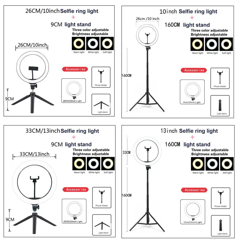 26 33CM Video Lights Dimmable Light Selfie LED Ring Light USB Ring Lighting Lamp With Tripod Stand To Make Youtube Ringlight - Image 6