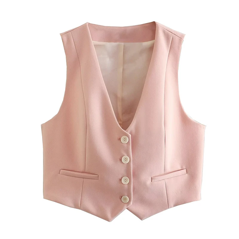 Willshela Women Fashion Solid Single Breasted Waistcoats Vest Vintage Sleeveless Jackets Female Chic Lady Tank Tops - Image 6