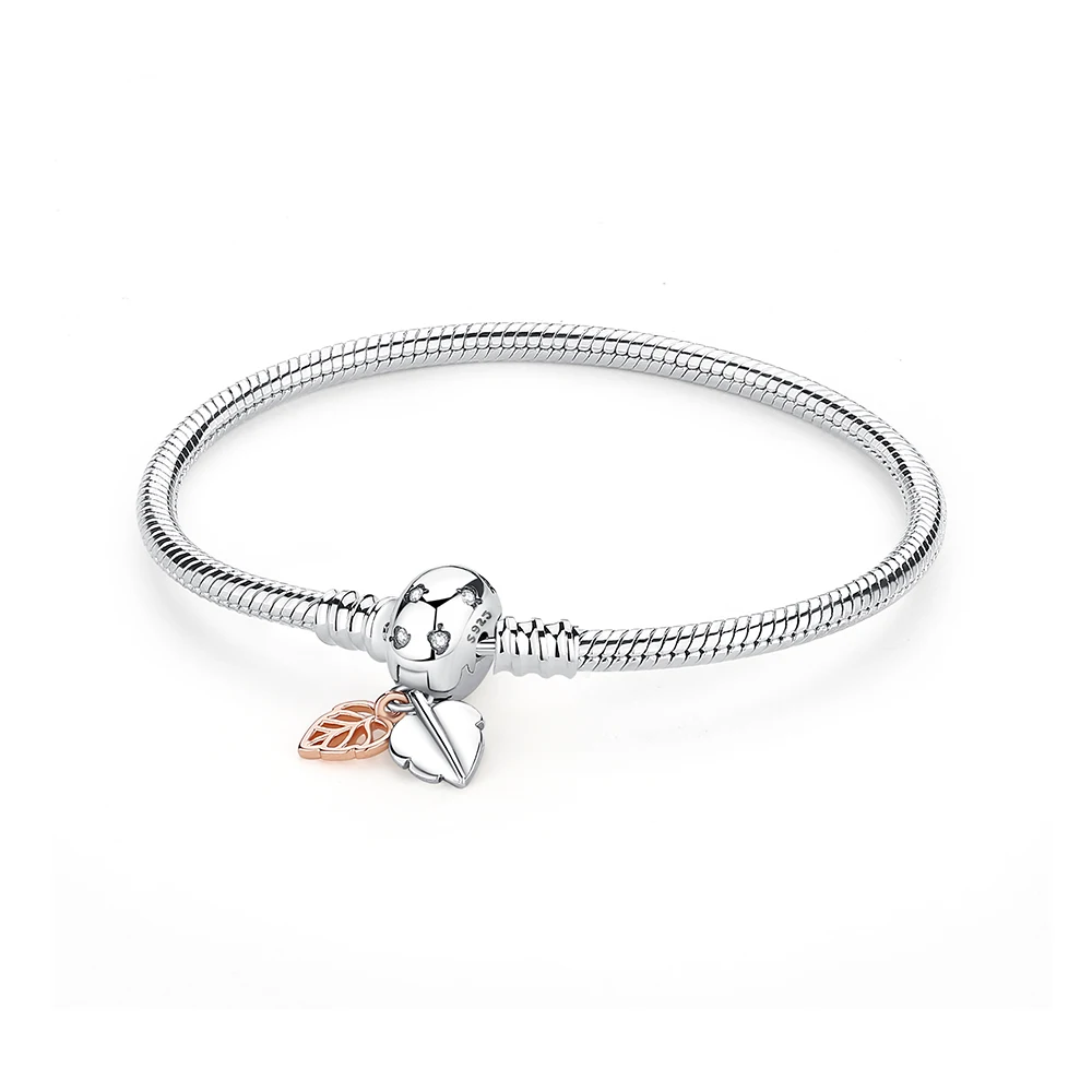 Original 925 Sterling Silver Bracelets Bangles Love Heart Clip Charms Beads Snake Chains For Women Rose Gold DIY Luxury Jewelry - Image 10