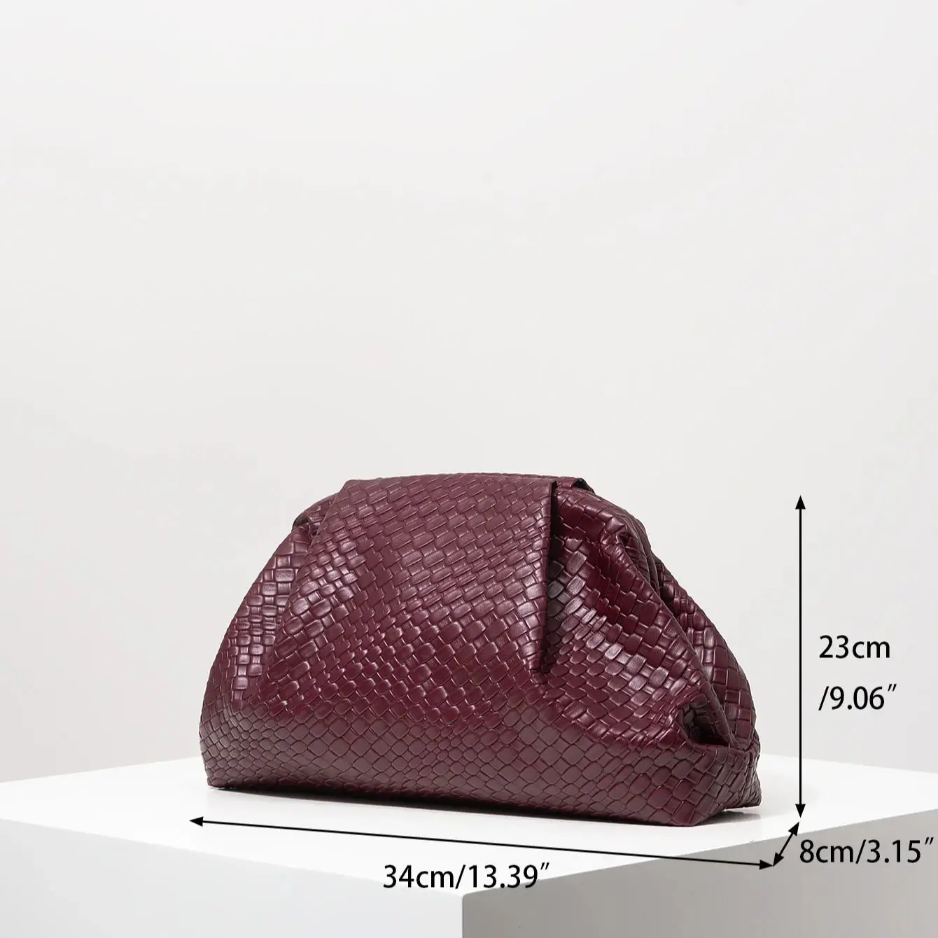 Vintage Artificial Leather Woven Pattern Clutch Bag,Burgundy Bag,Formal Dresses for Women,Large Capacity Women Purse - Image 3