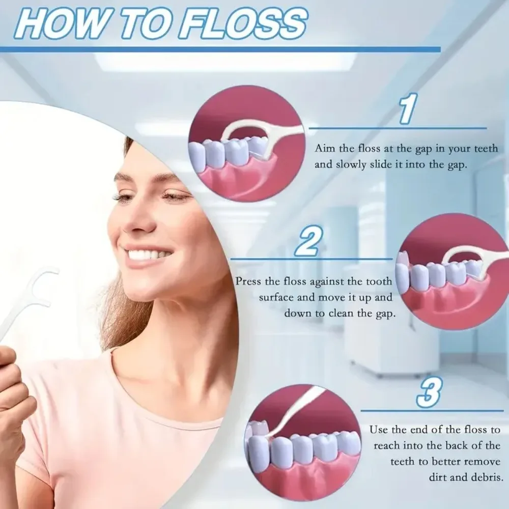 50 sets of dental flossers - One-time use dental floss for deep cleaning in oral care, travel and daily cleaning. - Image 3