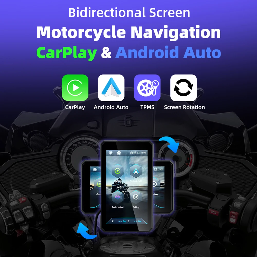 EKIY 5.0 inch Wireless CarPlay Moto Android Auto Portable Digital Motorcycle Dashboard GPS Navigation Removable Display Screen - Image 2