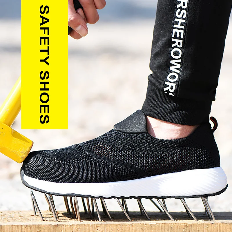 Steel Toe Shoes For Women Summer Breathable Safety Shoes Lightweight Comfortable Non Slip Work Shoes Steel Toe Sneaker For Man - Image 5