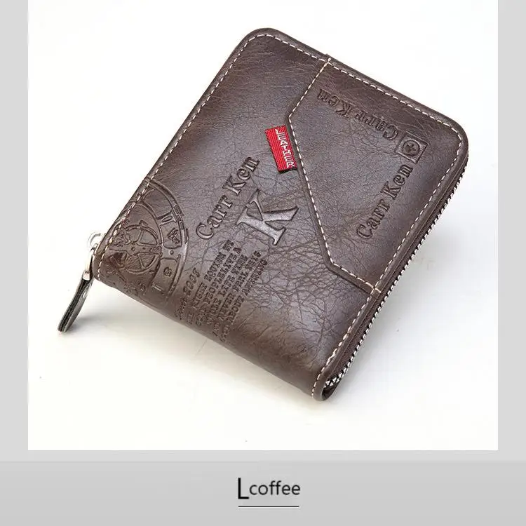 Men's PU Waxed Oil Leather Wallet Short Bifold Coin Purse with All-Around Zipper for Cash And Cards - Image 8