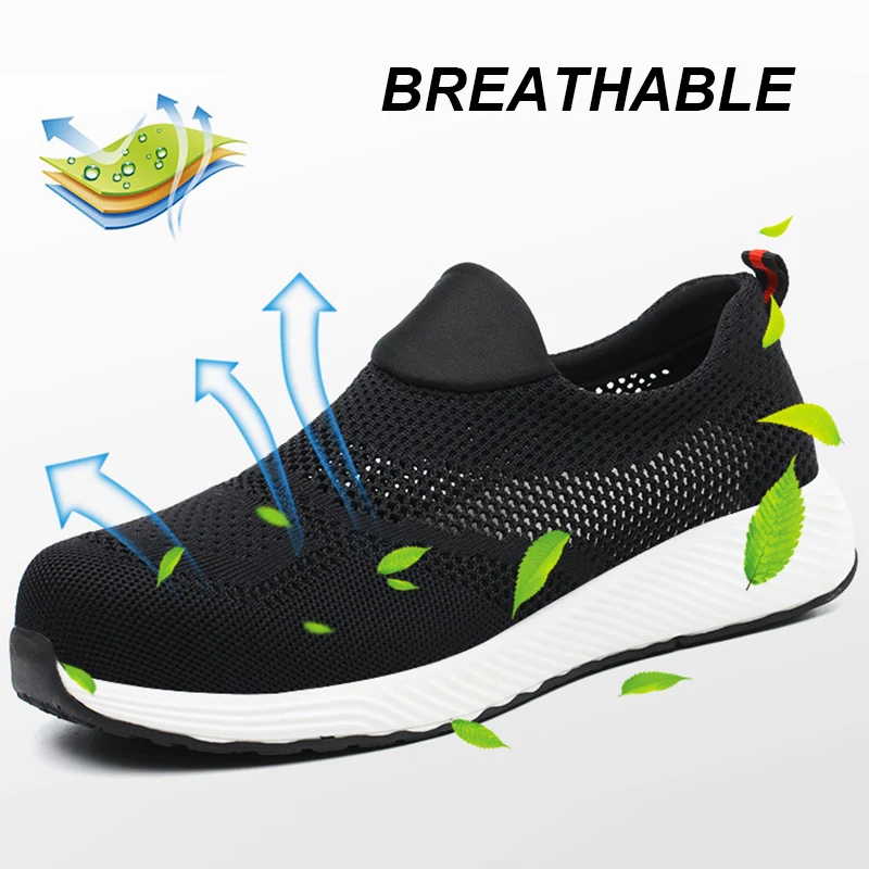 Steel Toe Shoes For Women Summer Breathable Safety Shoes Lightweight Comfortable Non Slip Work Shoes Steel Toe Sneaker For Man - Image 4
