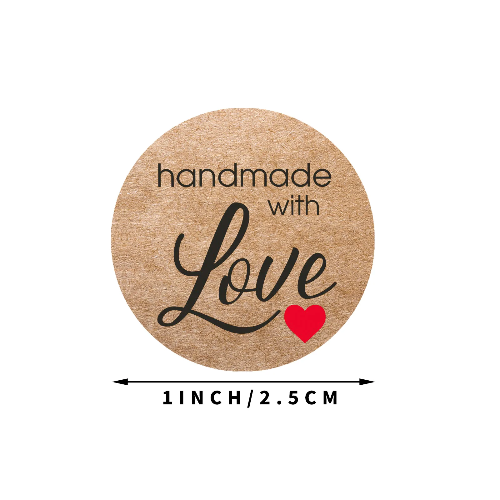 100-500pcs 1inch Vintage Kraft Paper Handmade With Love Stickers for Package Thank You Stationery Adhesive Labels Baking Seals - Image 3