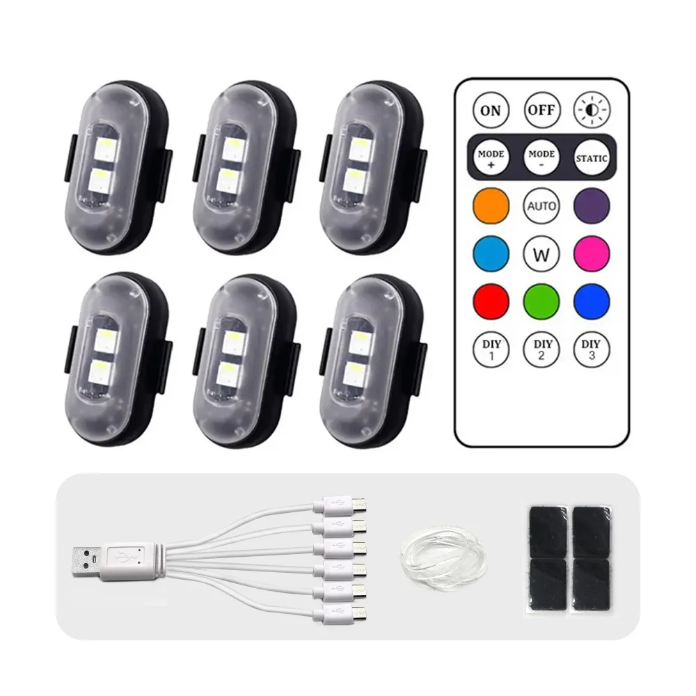 Wireless Remote LED Strobe Light Car Motorcycle Bike Warning Decor Lamp USB Rechargeable Aircraft Indicator 8 Colors Car Lights - Image 7