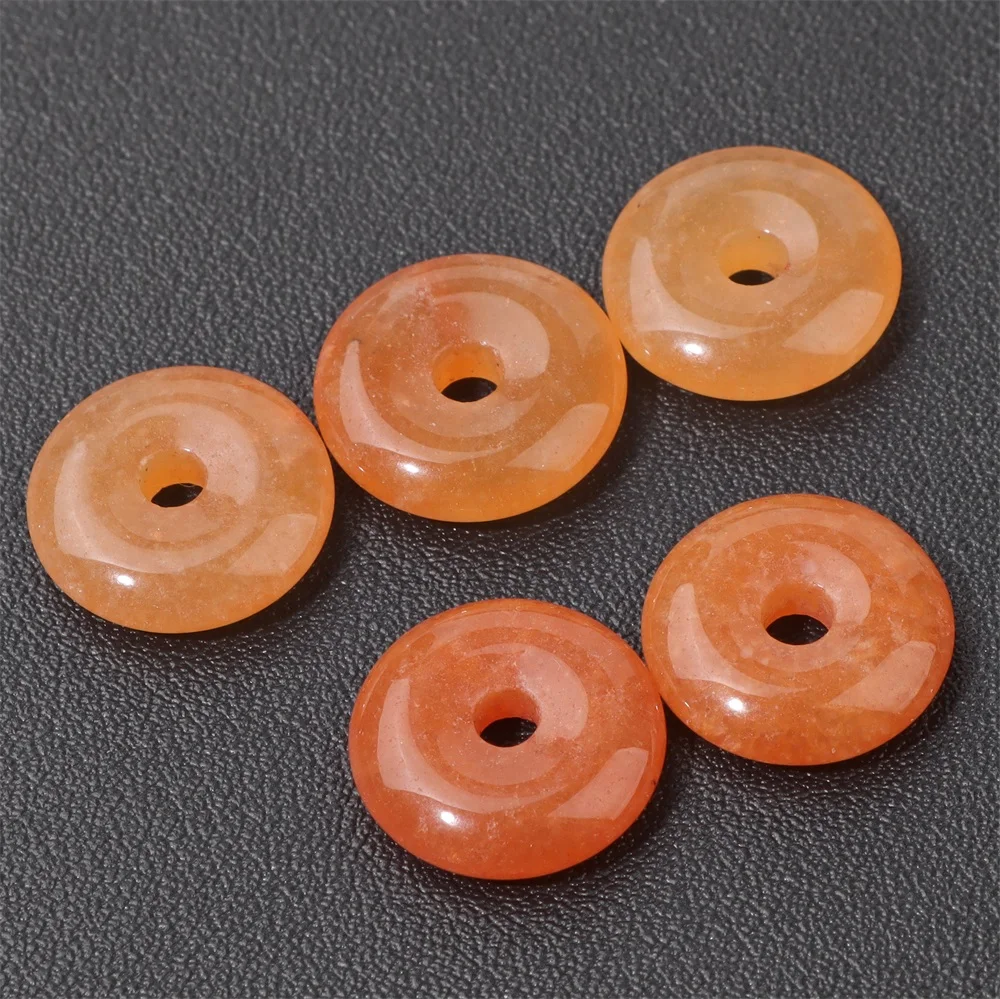 Natural Stone Donut Beads Charm Flat Round Large Hole Crystal Quartz Beads Beads For DIY Jewelry Making Peace Buckle Charm - Image 19