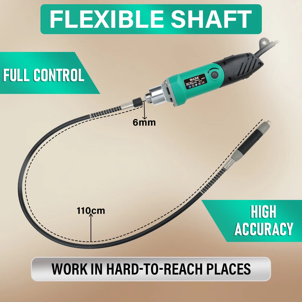 HILDA 500W Green Engraver Electric Drill 6-Position Variable Speed High-Power Woodworking Rotary Tools Set Grinder Polishing - Image 5