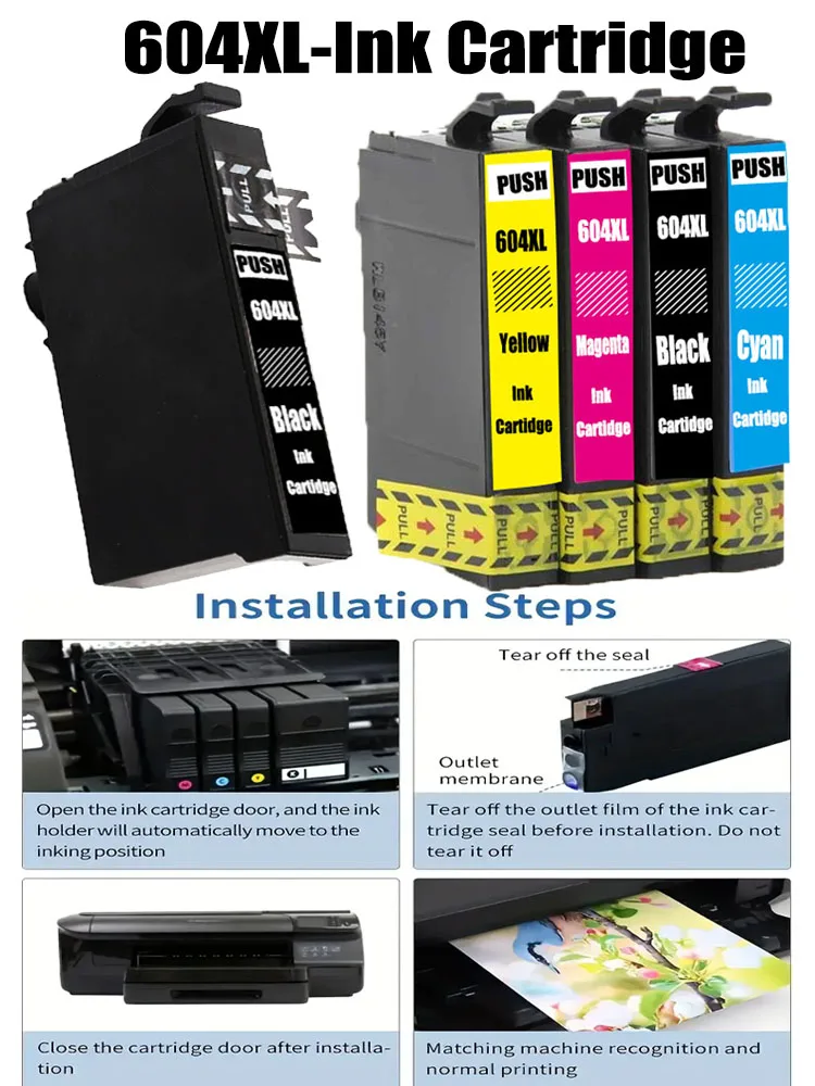 604xl compatible epson ink cartridges for Epson XP-2200 XP-3200 XP-4200 WF-2910DWF WF-2950DWF Printer - Image 2