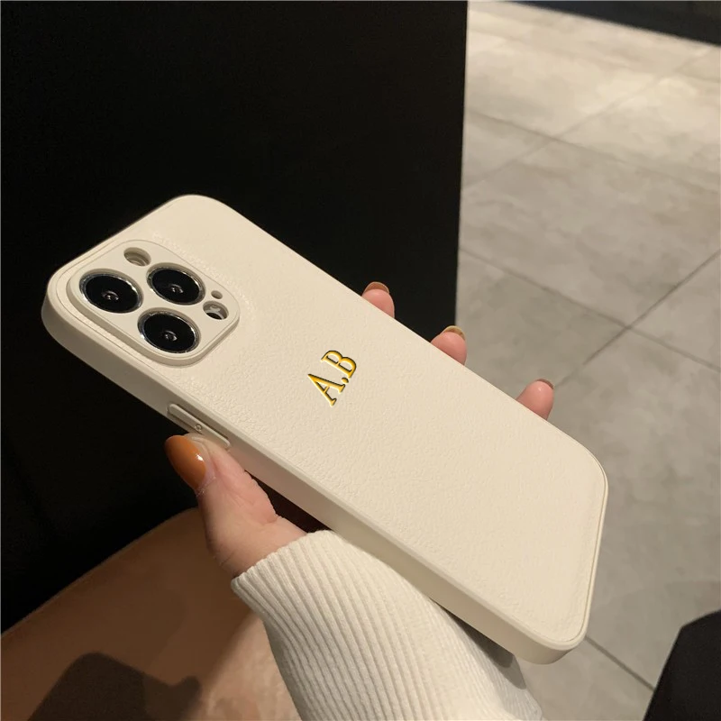 Personalized Phone Case For iPhone 17 16 15 14 13 12 11 Pro Max Plus 17Air Luxury PU Leather Customized Initials Name Gift Cover - Image 5