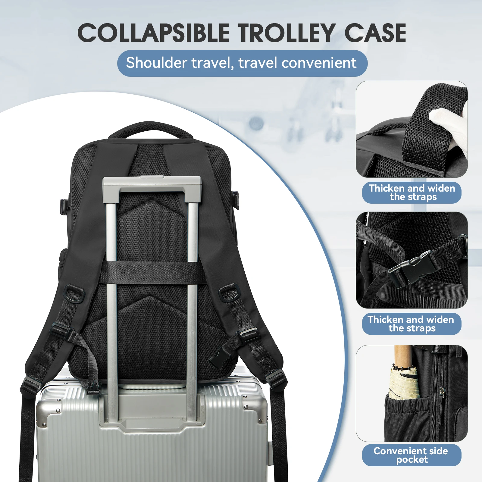Vacuum Backpack Travel Bag for Men Large Capacity Backpack Business Laptop Backpack Women Men Expandable Backpack School Bag - Image 6