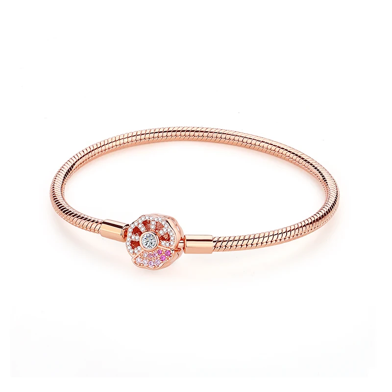 Original 925 Sterling Silver Bracelets Bangles Love Heart Clip Charms Beads Snake Chains For Women Rose Gold DIY Luxury Jewelry - Image 15