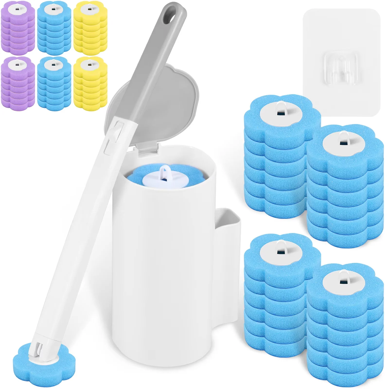 18/36Pcs Disposable Toilet Brush Wall Mounted Toilet Brush with Replacement Head Cleaning Set Home Bathroom WC Accessories