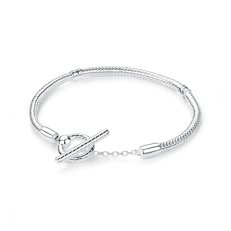Original 925 Sterling Silver Bracelets Bangles Love Heart Clip Charms Beads Snake Chains For Women Rose Gold DIY Luxury Jewelry - Image 33