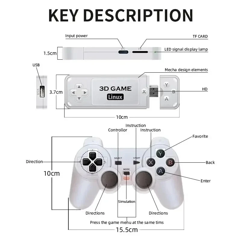 Y6 Retro Game Console 4K 60fps HDMI Output Low Latency GD10 TV Game Stick Dual Handle Portable Home Game Console Kid Gift - Image 6