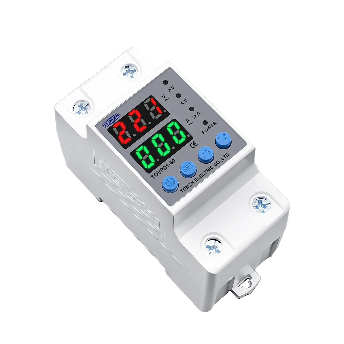 TOMZN Din Rail 60A 230V Adjustable Over Voltage and Under Voltage Protective Device Protector Relay TOMZN TOVPD1-63 - Image 2