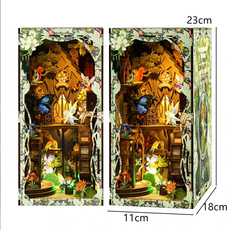 DIY Wooden Book Nook Insert Kit Doll Houses Building Toys Bookends Bookshelf Decor DollHouses Toys For Kids Xmas Gifts - Image 30