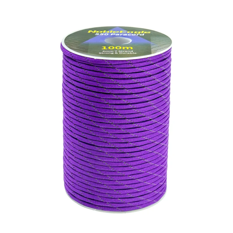 Reflective Paracord Military 7 Strand 4mm 550 Tactical Parachute Cord Camping Tent Lanyard DIY Bracelet Weaving Rope - Image 10