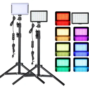 Led Video Light Camera Photography Lighting Kit With Tripod Stand 4 Color RGB Filters For  Filming Streaming Studio Shooting
