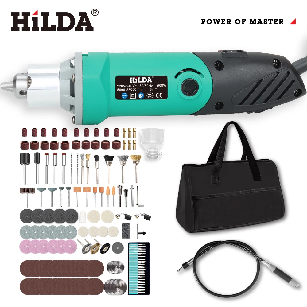 HILDA 500W Green Engraver Electric Drill 6-Position Variable Speed High-Power Woodworking Rotary Tools Set Grinder Polishing - Image 7