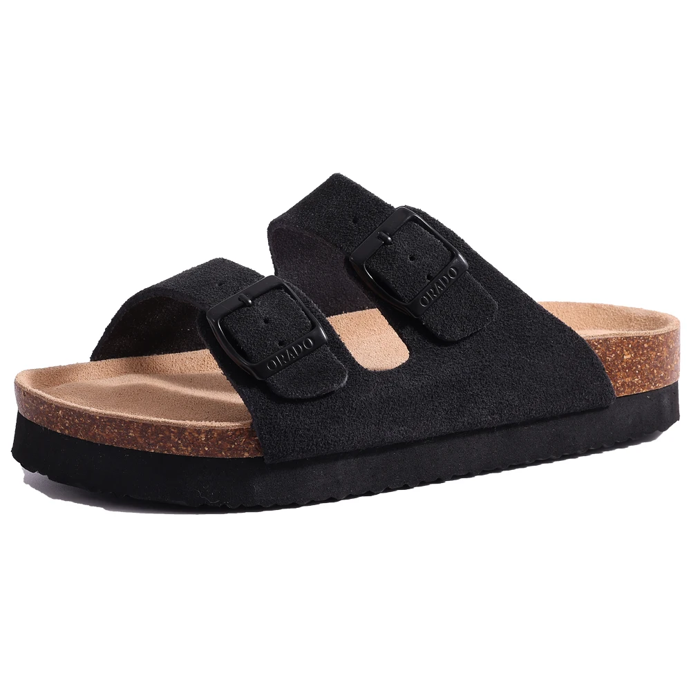 Comwarm Fashion Women's Suede Mules Slippers Men Clogs Cork Insole Sandals With Arch Support Outdoor Beach Slides Home Shoes - Image 17