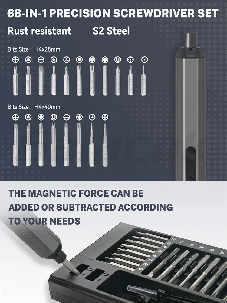 68 IN 1 Precision Electric Screwdriver Set 5 Levels Adjustable Comes Fill Light Professional Mobile Phone IPad Repair Tool - Image 5