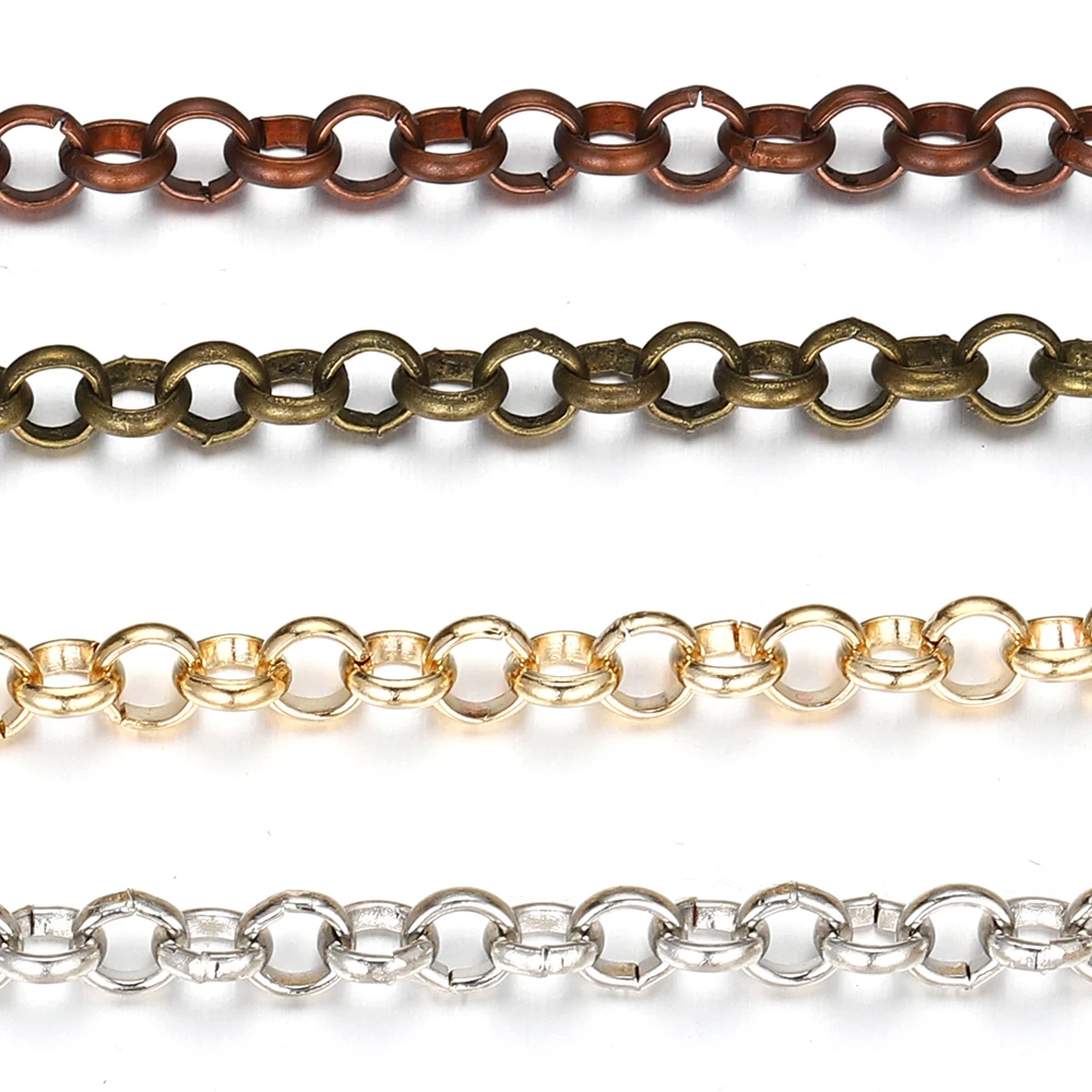 2Meters Gold Color Round O Shape Necklace Bracelet Accessories 3.2/4.8/5.8mm Copper Chains For DIY Jewelry Making Components - Image 3