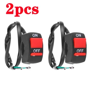 2pcs Universal Motorcycle Handlebar Flameout Switch ON OFF Power Button for Moto Motor ATV Bike DC12V/10A Black