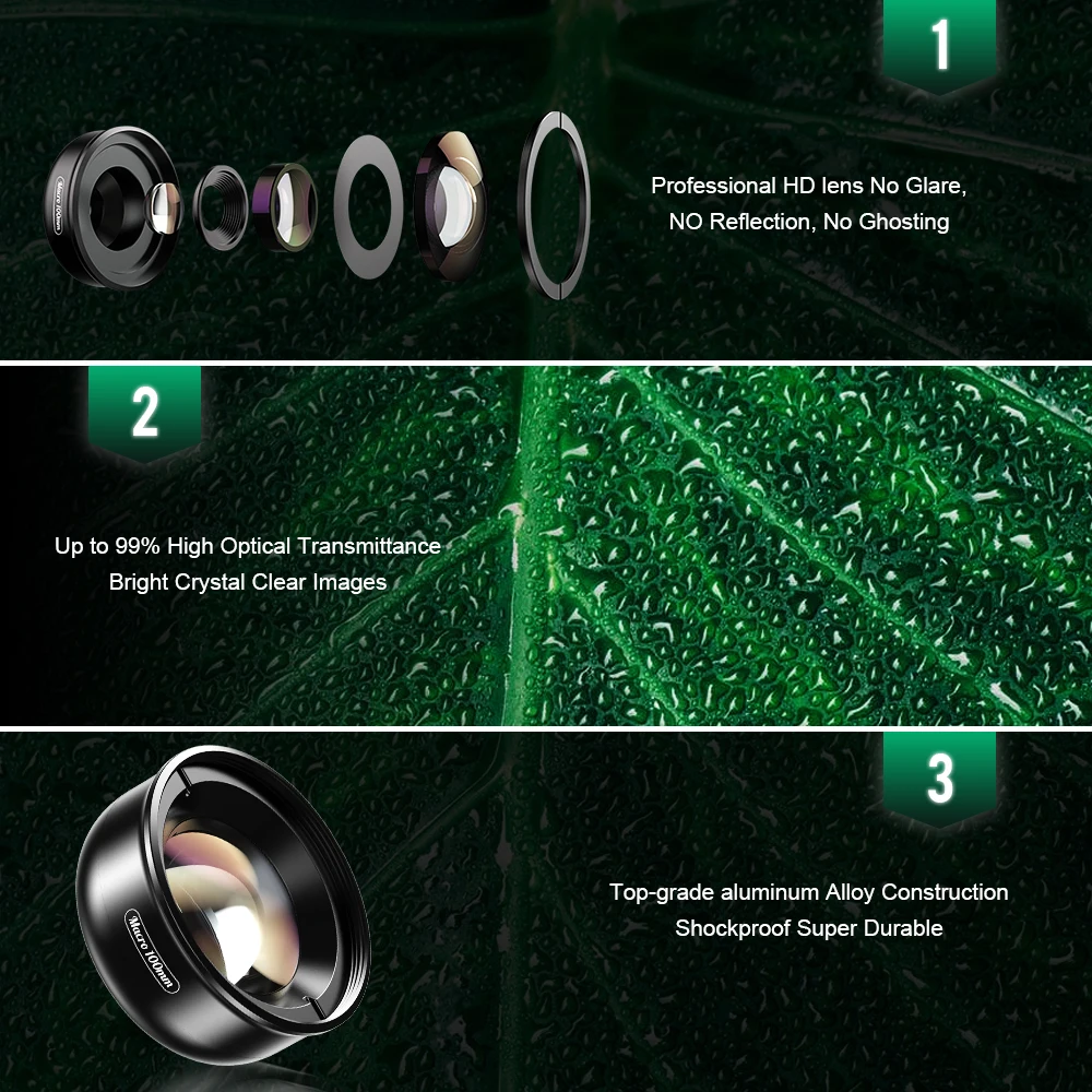APEXEL Camera Phone Lens 100mm Macro Mobile Lens 4K HD Macro Camcorder Lenses+CPL+Star Filter for iPhone Samsung all Smartphone - Image 5