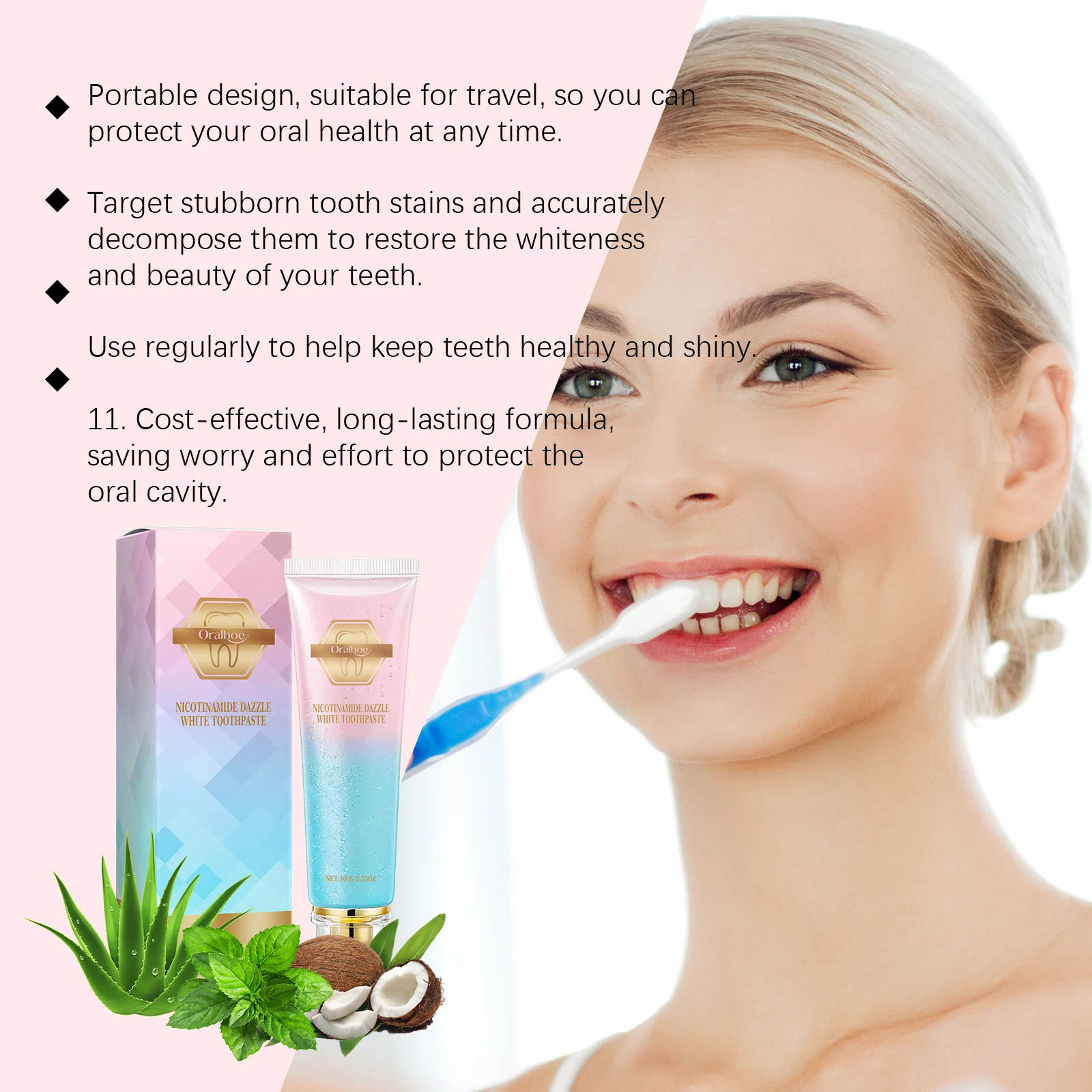Niacinamide Whitening Toothpaste Reduce Dental Plaque Tartar Cleaning Stains Freshing Breath Remove Yellow Teeth Gum Oral Care - Image 6