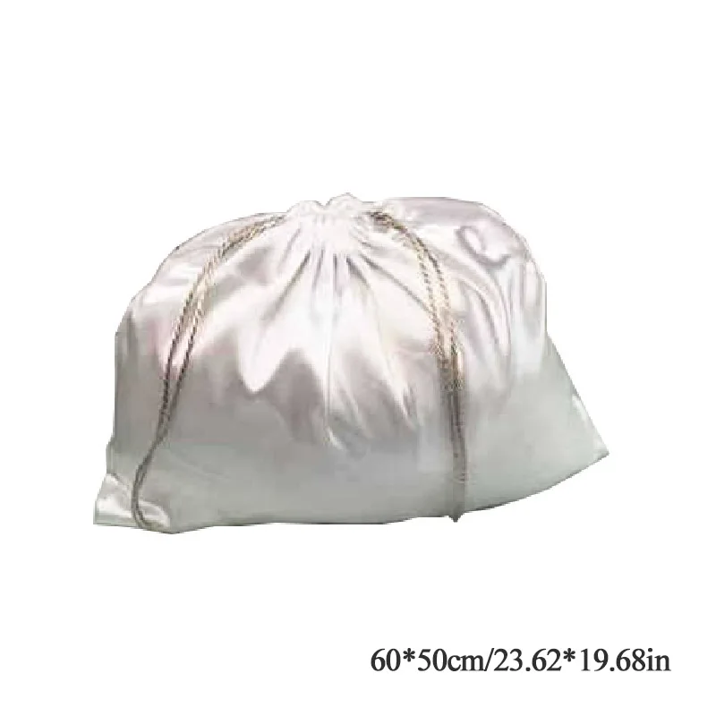 Large Silk Satin Drawstring Care Bag Custom Wigs Storage Dust Proof Packaging Pouch Black Reusable Sack Handbag Shoes Travel Bag - Image 15