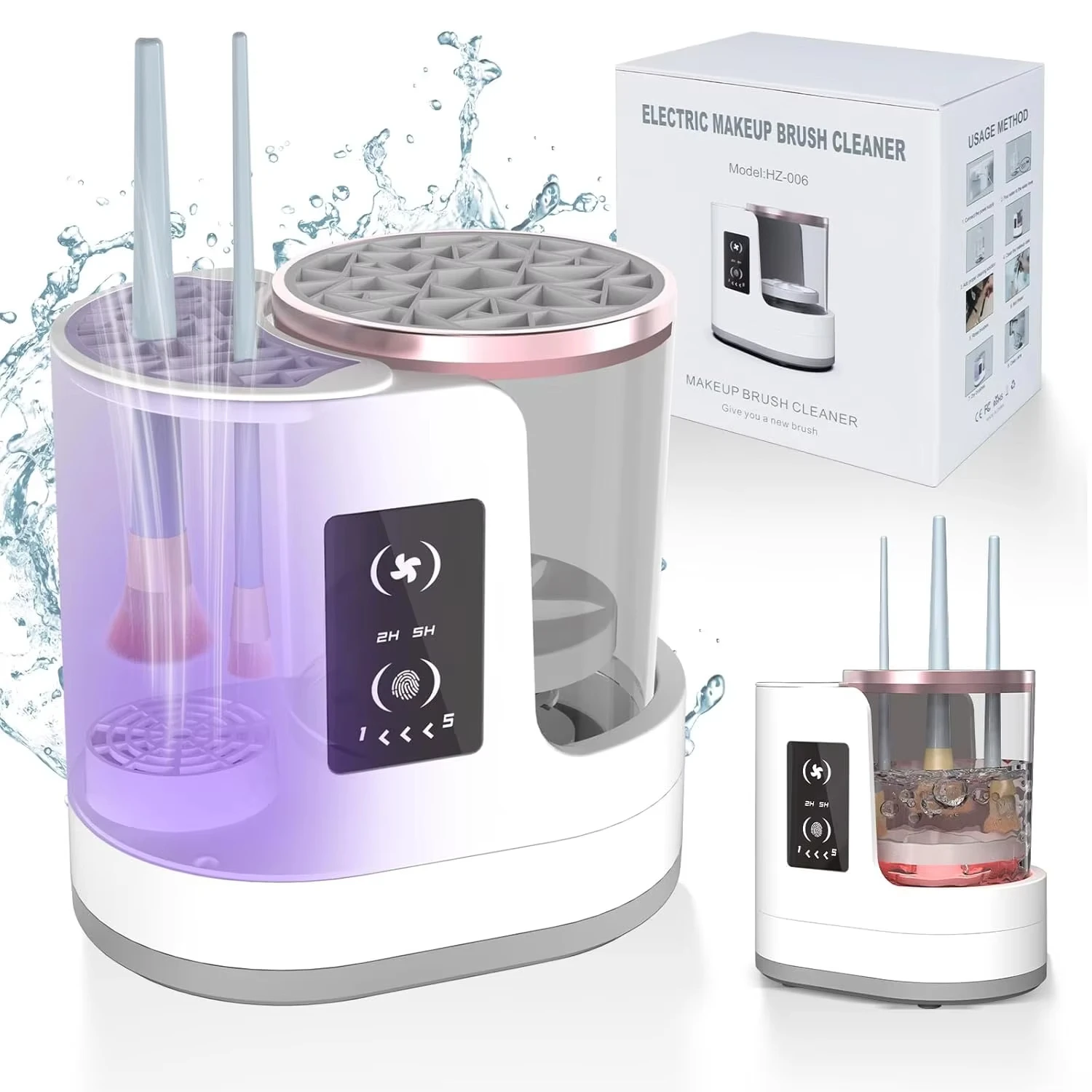 3 IN 1 Electric Makeup Brush Cleaner Machine With Makeup Brush Dryer-Holder-Portable Automatic USB Cosmetic Brushes Cleaner Tool - Image 4