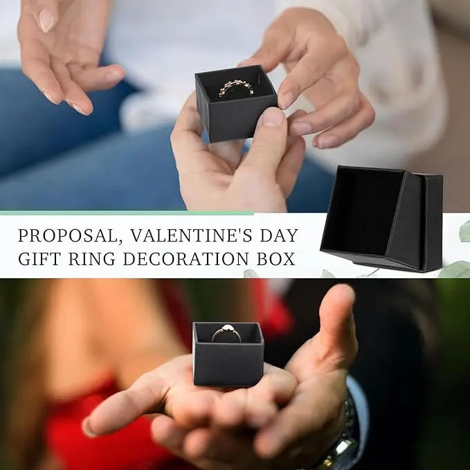 1PCS Black Square Jewelry Display Gifts Box Organizer Engagement for Ring Earring Brooch Necklace Bracelet Packaging Boxes - Image 4