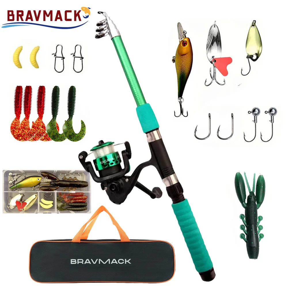 Fishing Pole Set Full Kits With Telescopic Fishing Rod And Spinning Reel Baits Hooks Travel Pole Set - Image 9