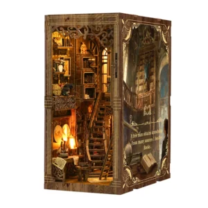 DIY Wooden Book Nook Insert Kit Doll Houses Building Toys Bookends Bookshelf Decor DollHouses Toys For Kids Xmas Gifts
